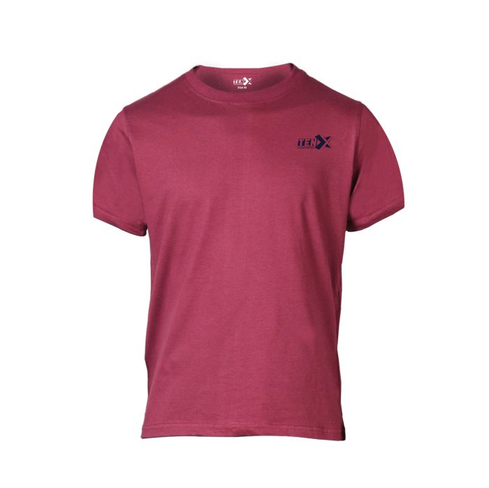 Burgundy Cotton T-Shirt with Navy Pajama Set – Soft Knit - Image 2