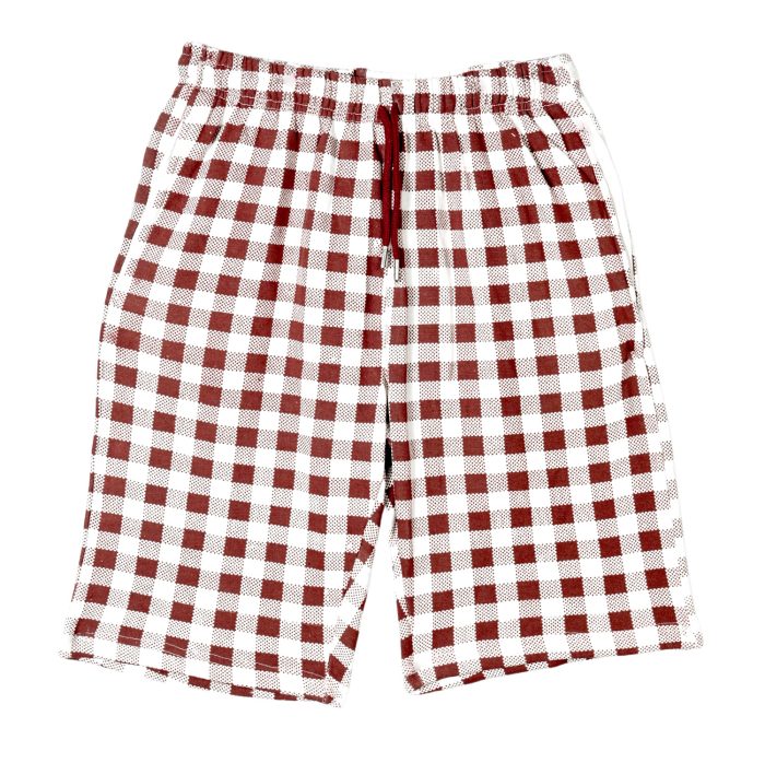 Men’s Red Barmuda Fleece Shorts with Elastic Waist and Pockets