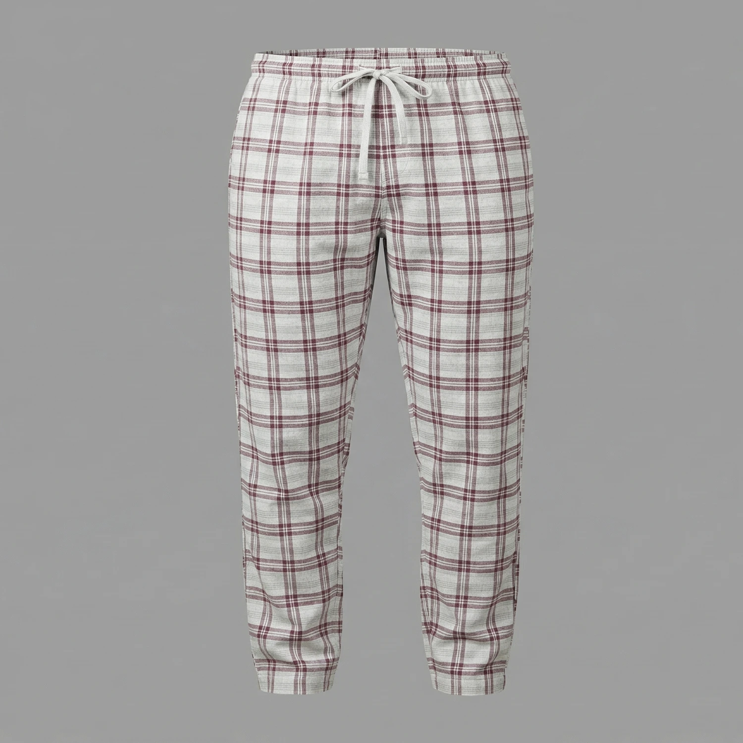 Men's Wooven Cotton Trouser (GreyBurgundy) - Image 2
