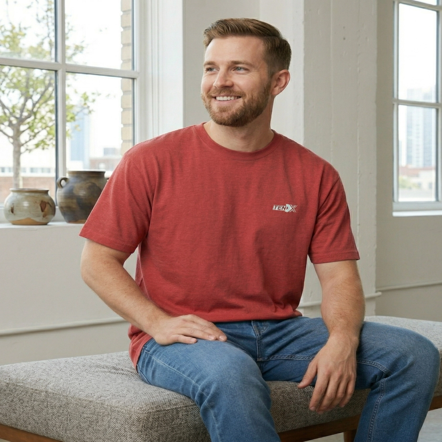 Men's Baggy T shirt (Burgundy) - Image 2