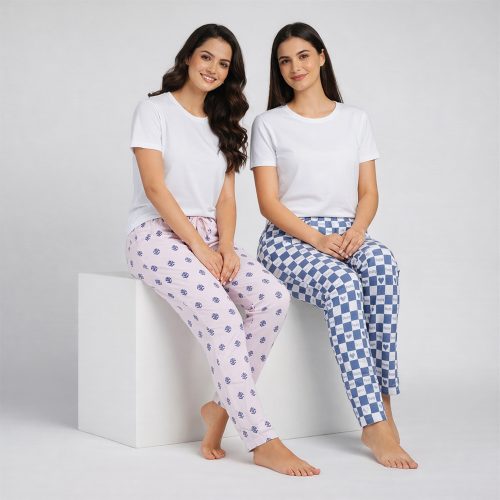 Women Printed Cotton Jersey Trouser - Pack of 2