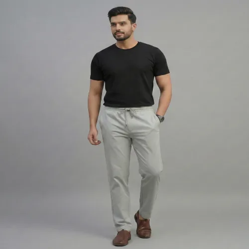 Men's Twill Joggy Pants (Light Grey)