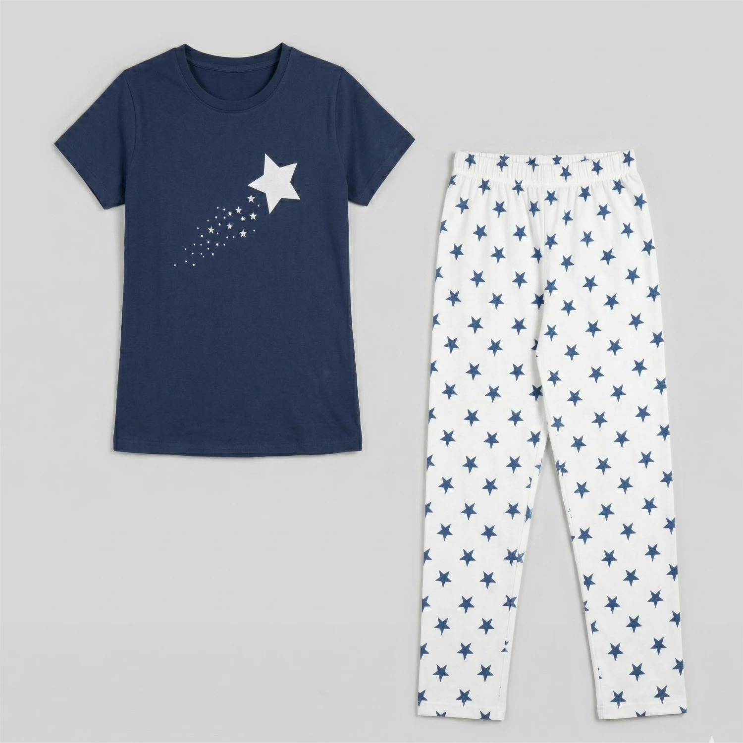 Women Cotton Jersey Night Suit (Blue) - Image 3